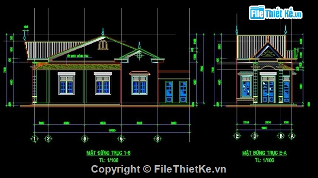 Nhà thái,nhà cấp 4,nhà cấp 4 đẹp,Nhà mái thái 6x17m